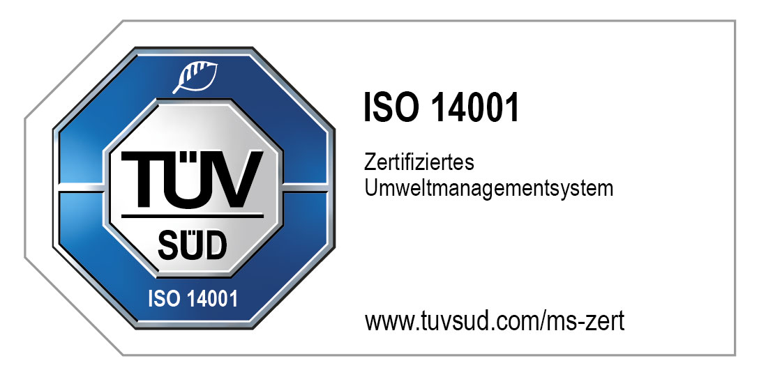 TÜV Zertifikat für die ISO 14001