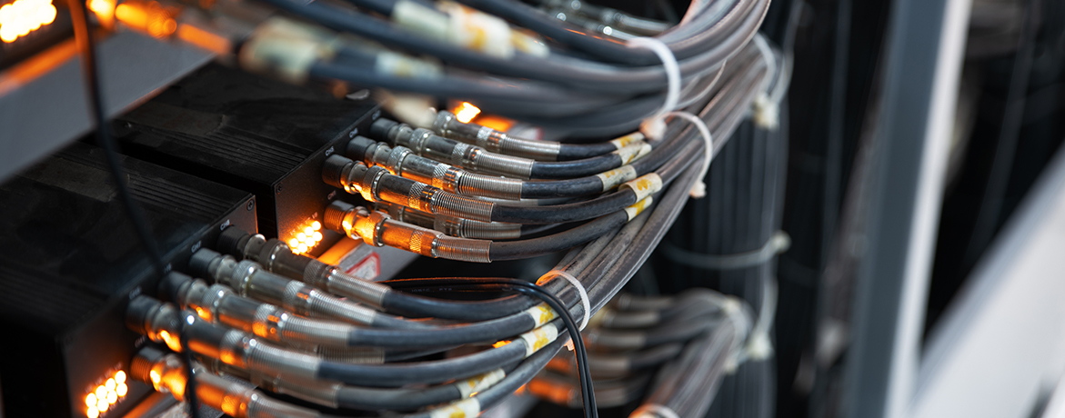 Network panel, switch and cable in data center