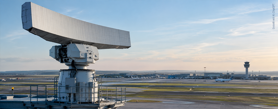 Radaranlage auf einem Flughafen