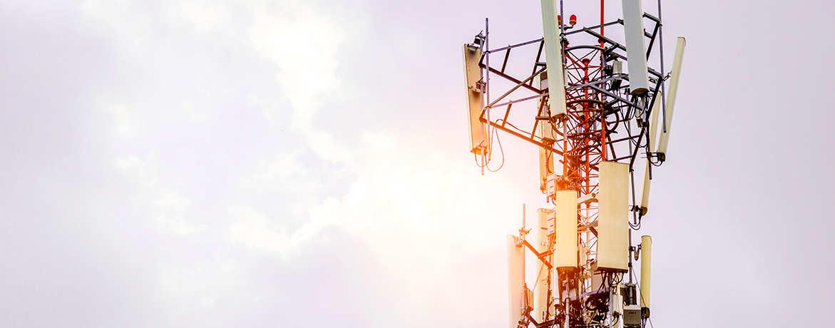 Telecommunication tower. glittering particles for wireless telec