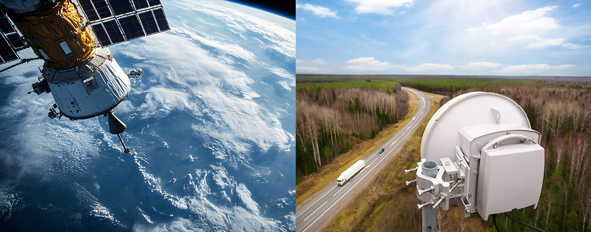 Satellit und Richtfunk