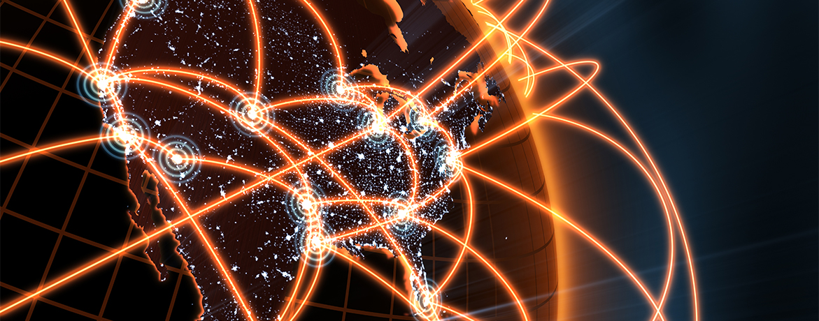 global network concept - orange america version