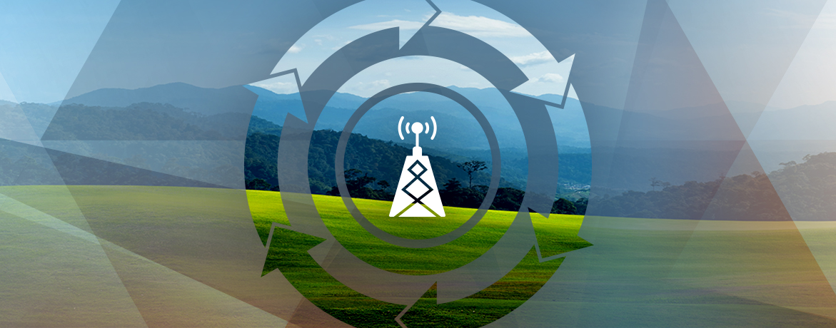 Panorama view of greenfield and mountain landscape. Early morning scene